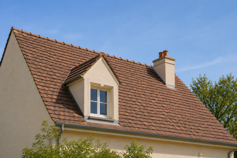 toiture en tuile rouge maison