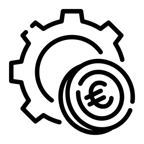 Pictogramme euro avec engrenage